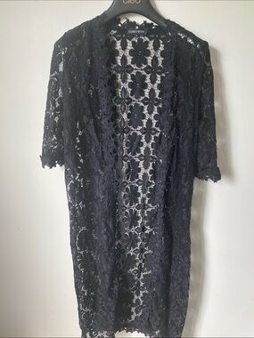 cleo Black Floral Lace Duster